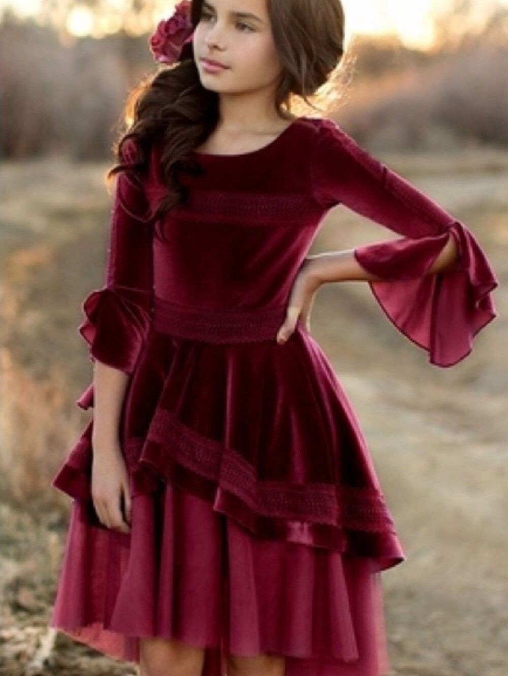 Joyfolie/Mia Joy Burgundy Velvet & Tulle Dress, Holiday, Flower Girl Size 10